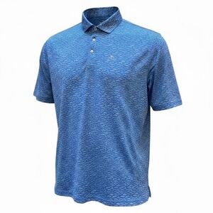Rhoback Mens XXXL Blue Mustache Print Golf Polo‎ Shirt AOP